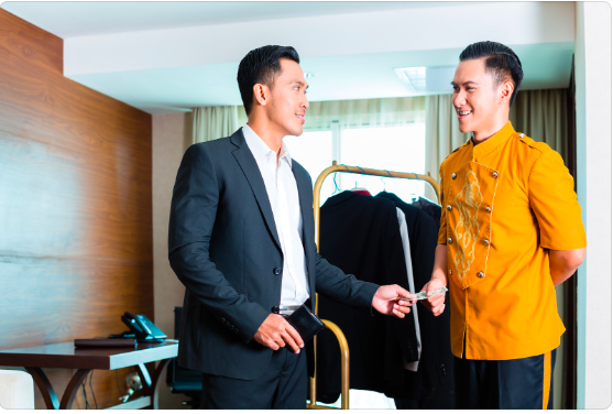 Night porter maintaining the lobby area