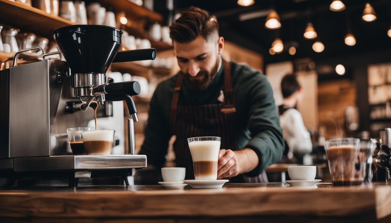 Skilled barista crafting a latte in Chilbolton