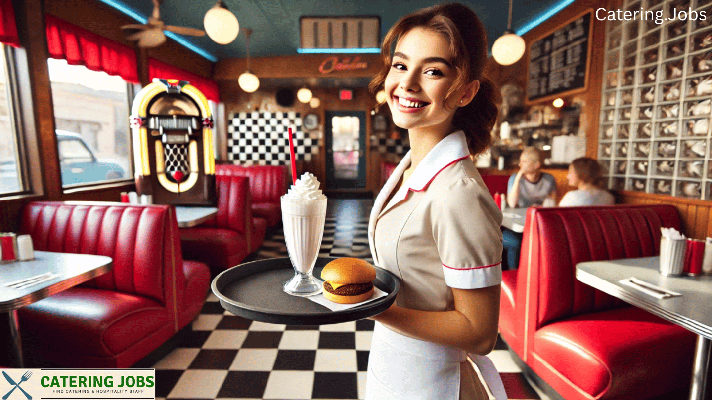 Team of professional waiters ready to serve at an event