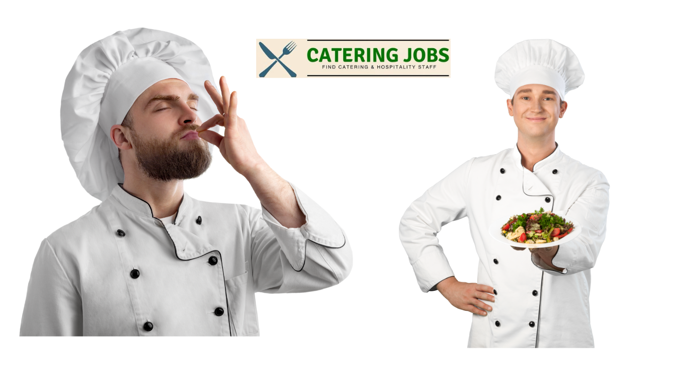 Team of hospitality staff working together at a catered event