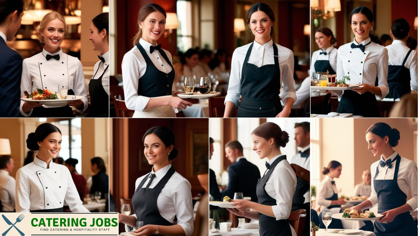 Temporary waiting staff setting up a table for a catered event