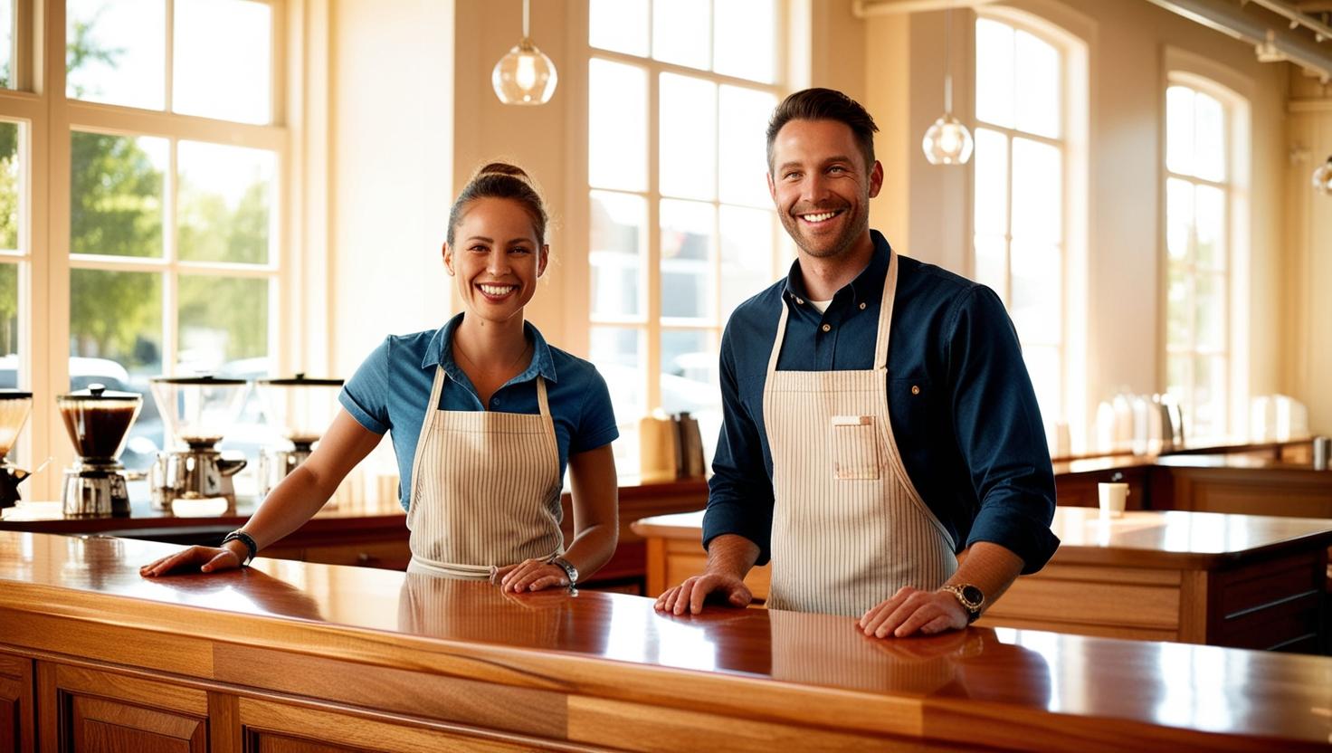 Commercial espresso machine in action