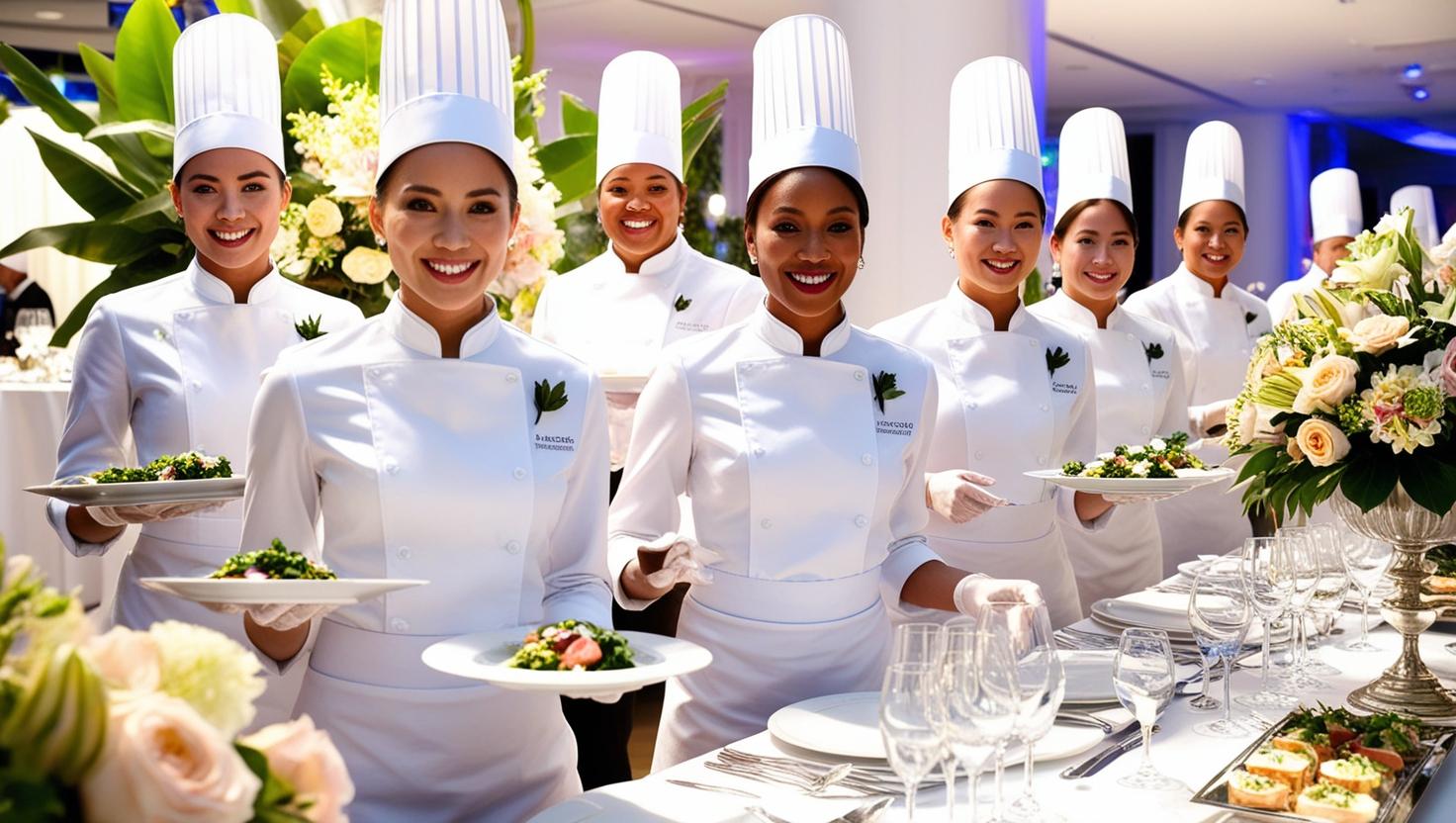 Team of chefs and kitchen staff working together in a commercial kitchen