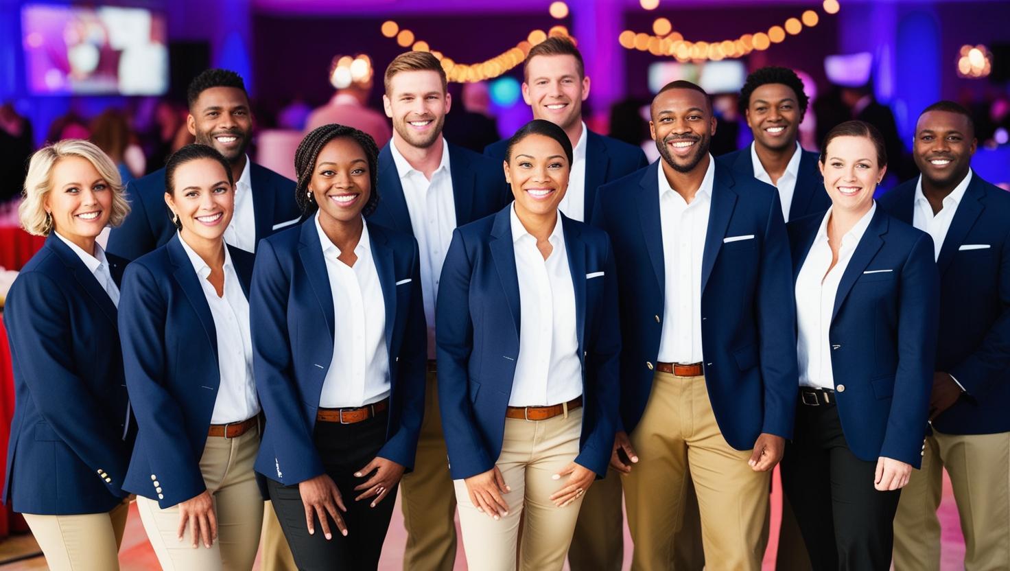 Professional event waiting staff serving guests at a corporate event