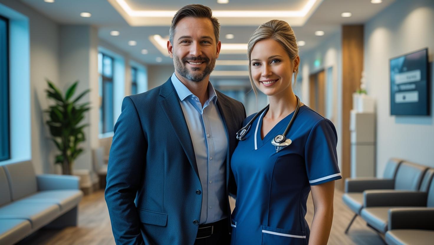 A diverse group of healthcare professionals, including nurses and social workers, in a meeting in an Edinburgh hospital.