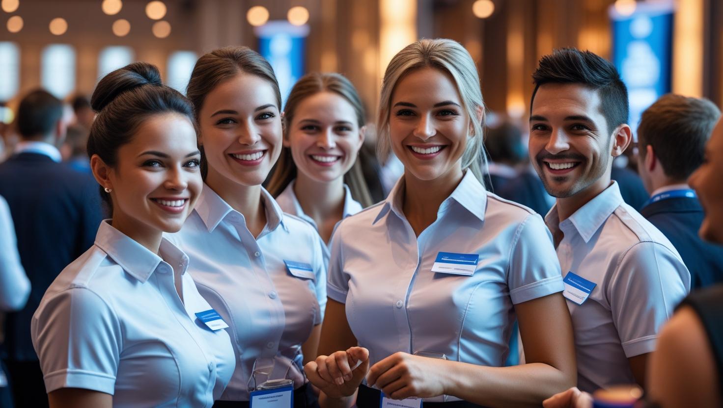 A training session for event staff, focusing on customer service and teamwork.