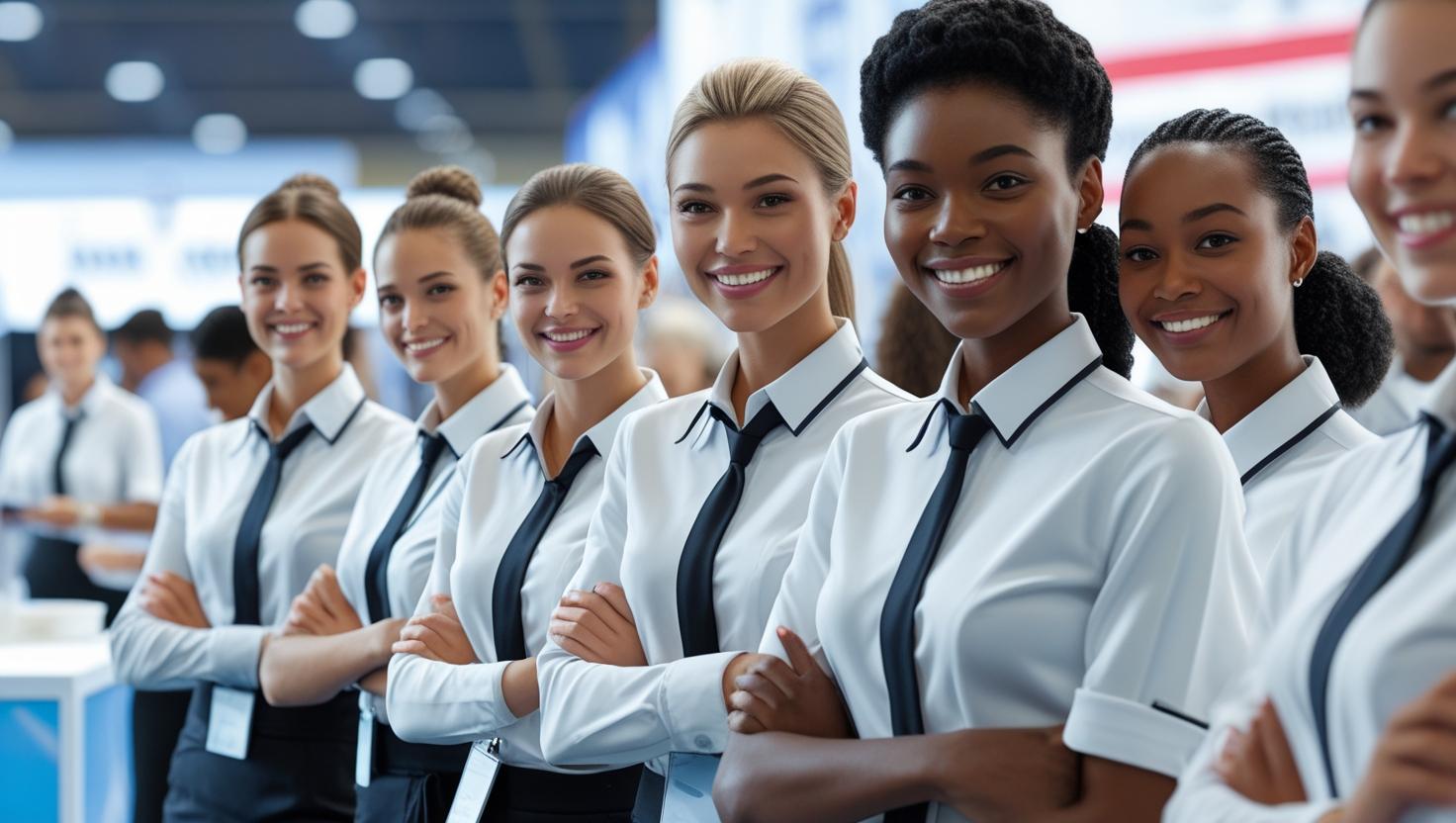 A team of event security and stewarding staff in high-visibility vests at an outdoor festival.