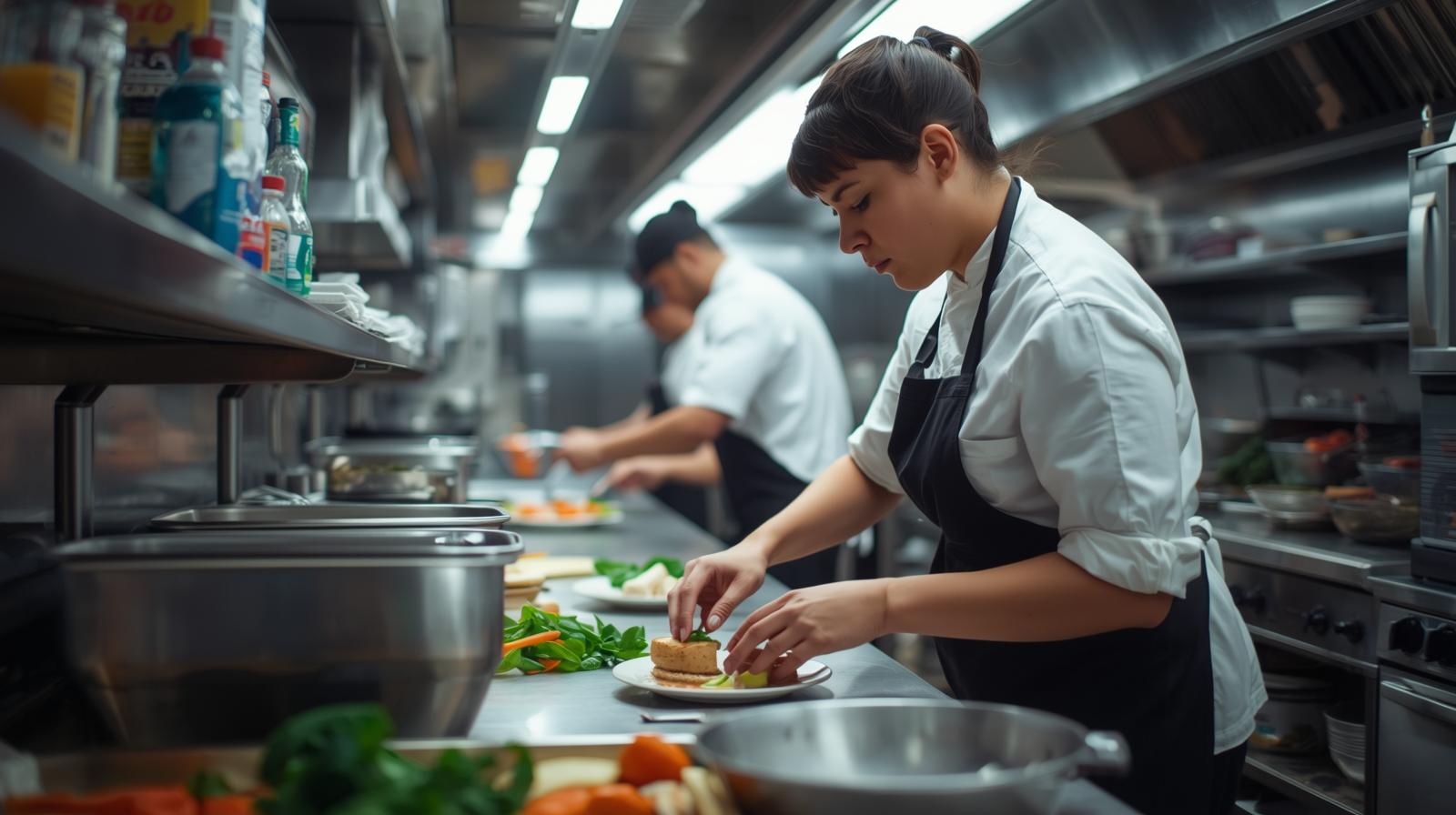A restaurant manager urgently making a phone call to a recruitment agency for temporary staff.